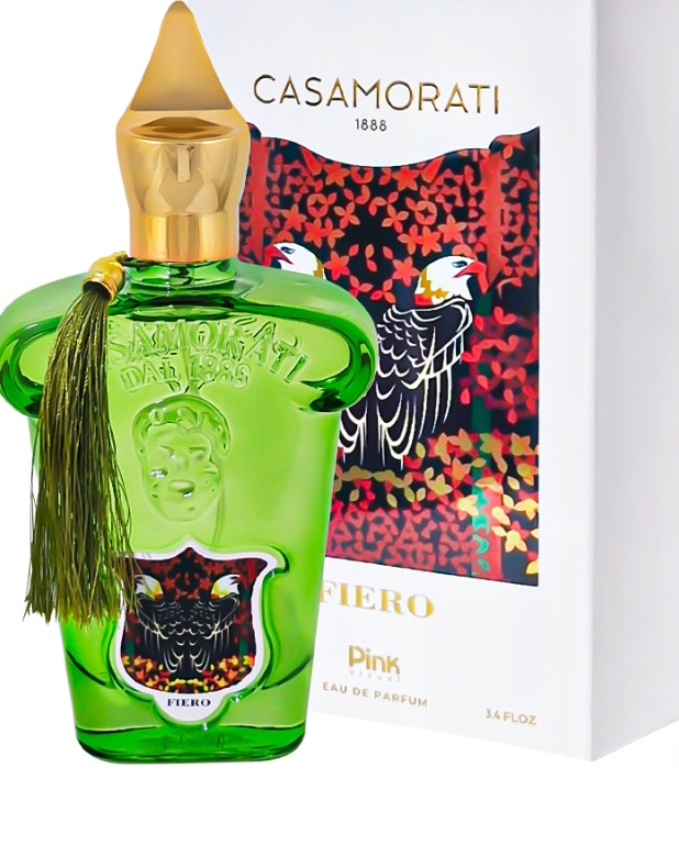 ادوپرفیوم مردانه پینک ویژوآل Pink مدل کازاموراتی زرجف فیرو Casamorati Xerjoff Fiero حجم 100 میلی لیتر طرح مارک